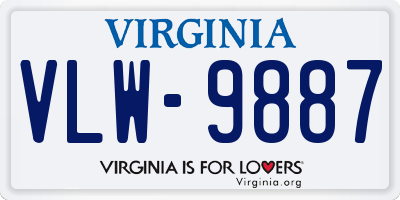 VA license plate VLW9887