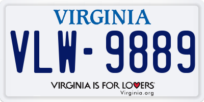 VA license plate VLW9889