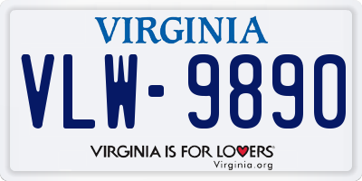 VA license plate VLW9890