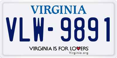 VA license plate VLW9891