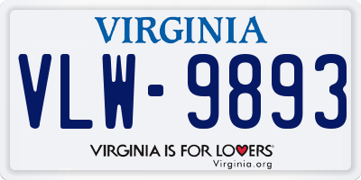 VA license plate VLW9893