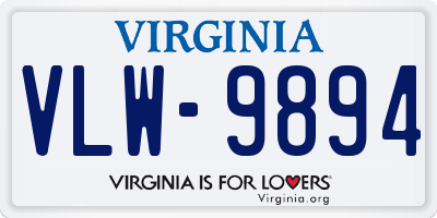 VA license plate VLW9894