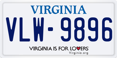 VA license plate VLW9896