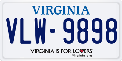 VA license plate VLW9898