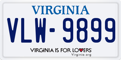 VA license plate VLW9899