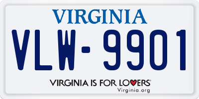 VA license plate VLW9901