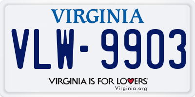 VA license plate VLW9903