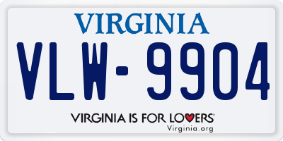 VA license plate VLW9904