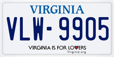 VA license plate VLW9905