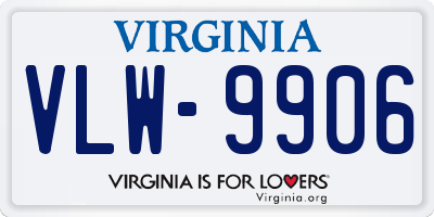 VA license plate VLW9906