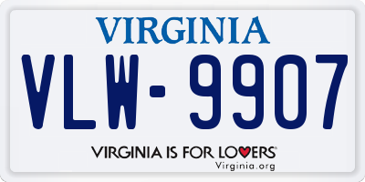 VA license plate VLW9907