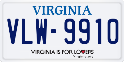 VA license plate VLW9910