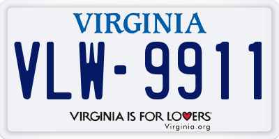 VA license plate VLW9911