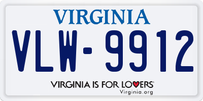 VA license plate VLW9912