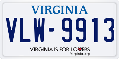 VA license plate VLW9913