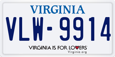 VA license plate VLW9914