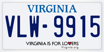 VA license plate VLW9915