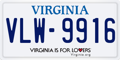 VA license plate VLW9916