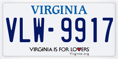 VA license plate VLW9917