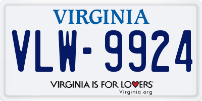 VA license plate VLW9924