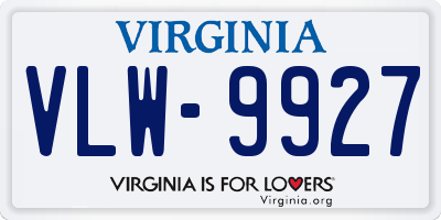 VA license plate VLW9927