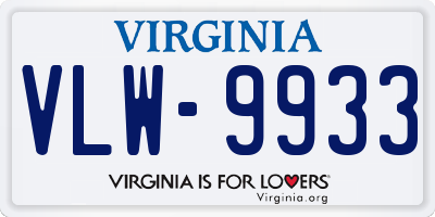 VA license plate VLW9933