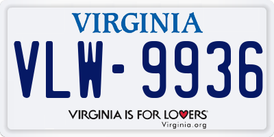 VA license plate VLW9936