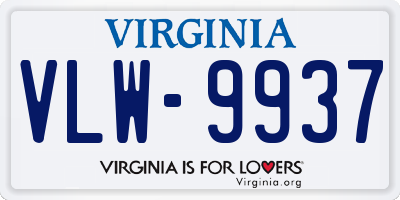 VA license plate VLW9937