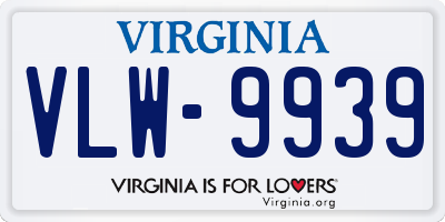 VA license plate VLW9939