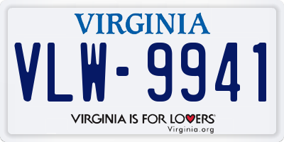 VA license plate VLW9941