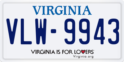 VA license plate VLW9943