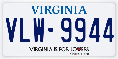 VA license plate VLW9944