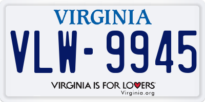 VA license plate VLW9945