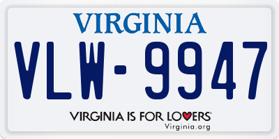 VA license plate VLW9947