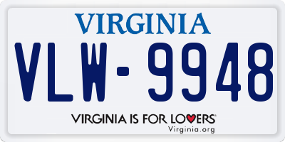 VA license plate VLW9948