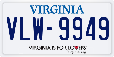 VA license plate VLW9949