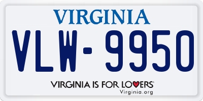 VA license plate VLW9950