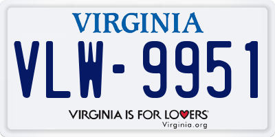 VA license plate VLW9951