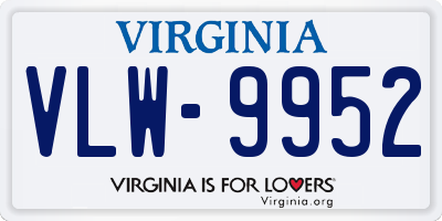 VA license plate VLW9952