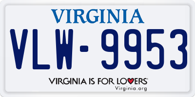 VA license plate VLW9953