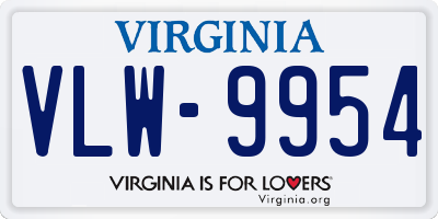 VA license plate VLW9954