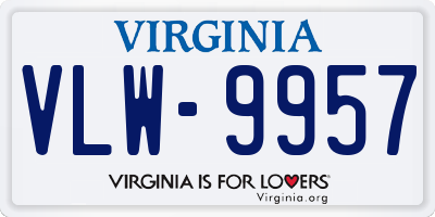 VA license plate VLW9957