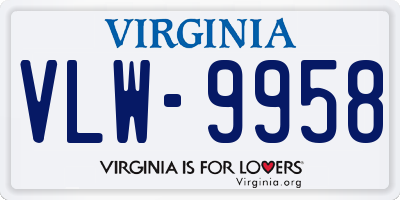 VA license plate VLW9958