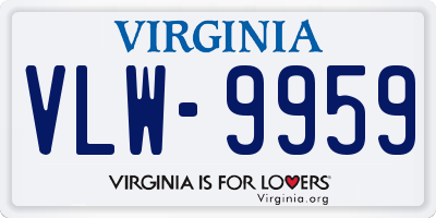 VA license plate VLW9959