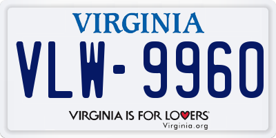 VA license plate VLW9960