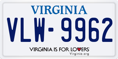 VA license plate VLW9962