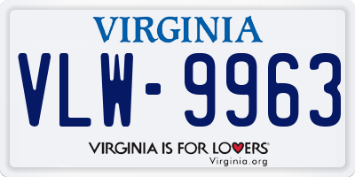 VA license plate VLW9963