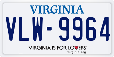 VA license plate VLW9964