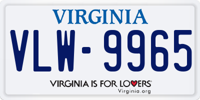 VA license plate VLW9965