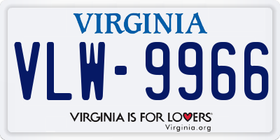 VA license plate VLW9966